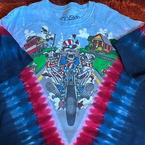 Liquid Blue Tie-Dye Grateful Dead Biker Tee